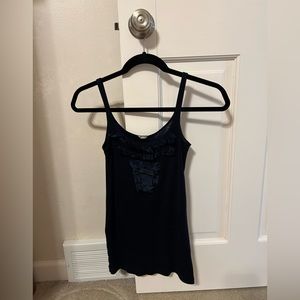 J. CREW | navy blue tank with ruffles on front, 100% cotton